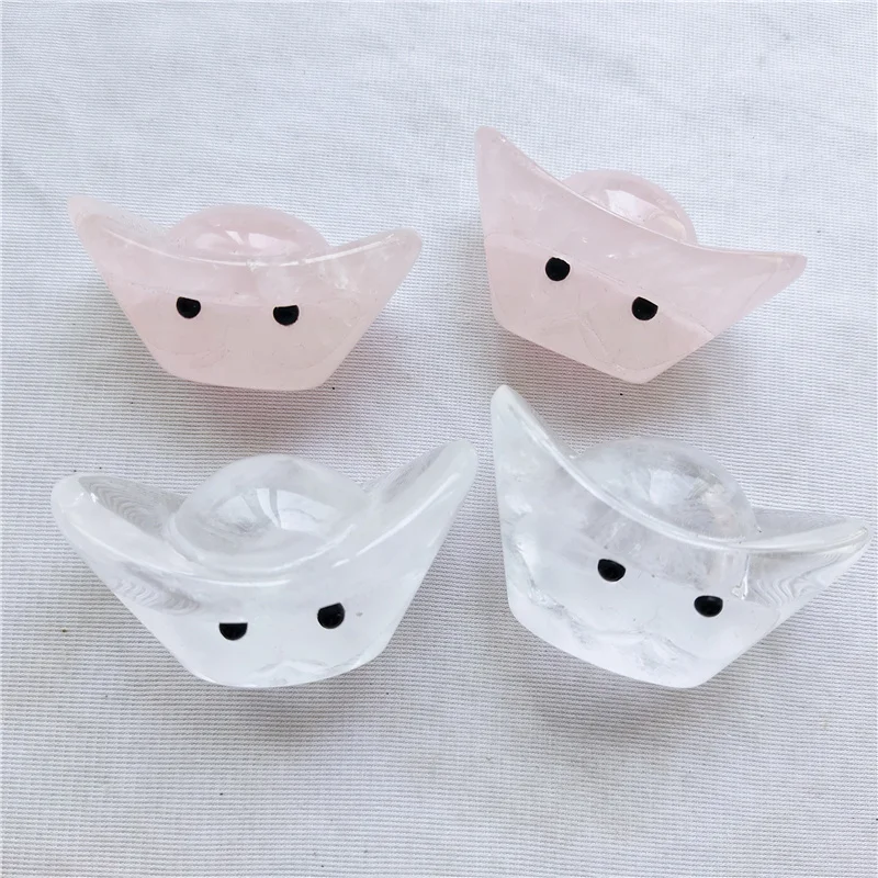 Wholesale Natural rose quartz clear crystal gold ingots ancient Chinese coins for souvenirs