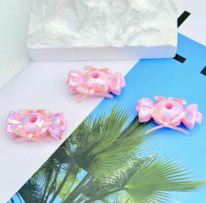 Candy Bow Plastic Hand Painted Beads Pen Bead Loose Beads For DIY Phone Chain Bracelet Making