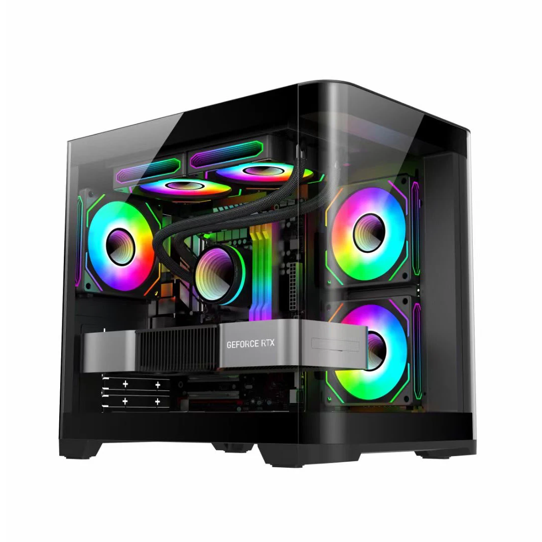 Low price of Brand new 5 card slot expansion esport gaming computer case M-ATX panoramic sea view room chassis