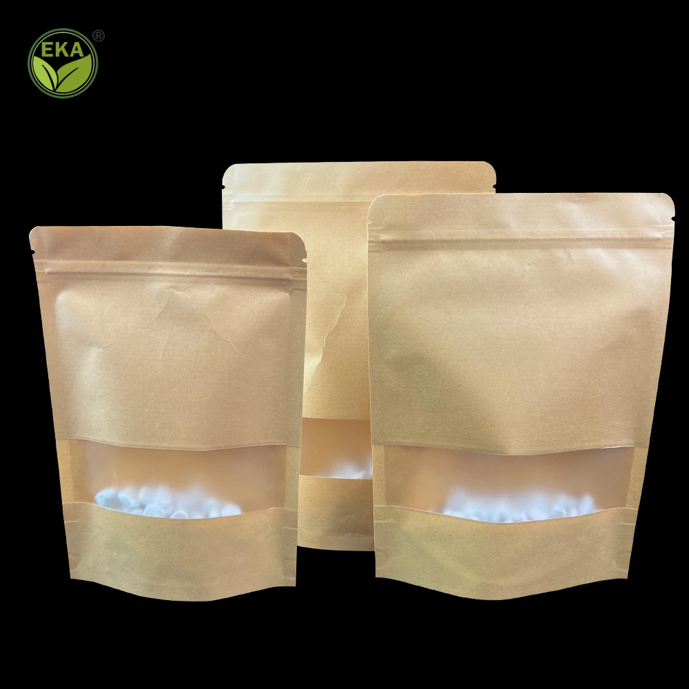 Sustainable Compostable Eco Friendly Kraft Paper Bag Tea Packing Food Packaging Paper Bag With Your Own Logo