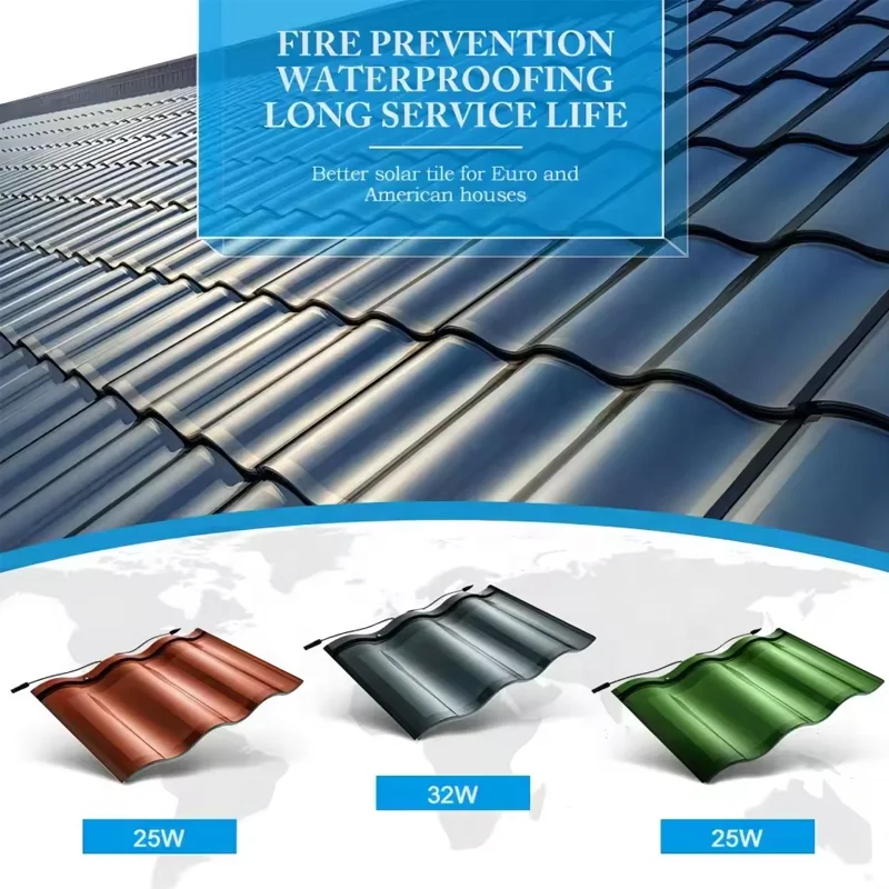 Coloured BIPV Building Integrated Photovoltaics Solar Tiles DSolar System for Home 10 Roof Panel Set or Houses