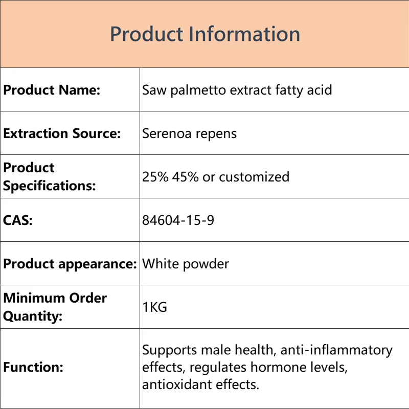 supply fatty acids 25% 45% saw palmetto fruit extract pure powder