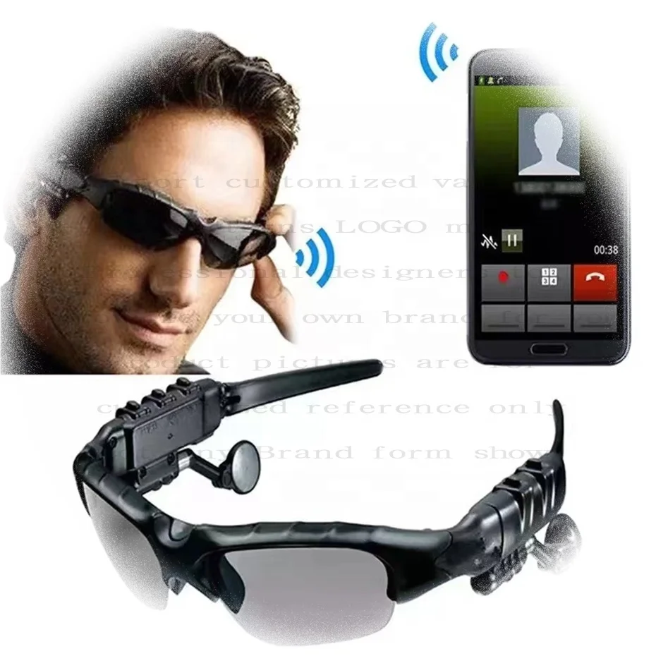 NEW Custom Hot sale Smart portable Wireless microphone sports cycling sunglasses riding earphone