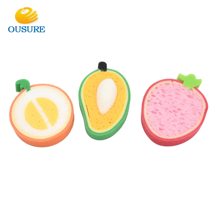 Cute Fruit shape sponge washing dishes sponge washing brush washing cloth Household Cleaning Tools