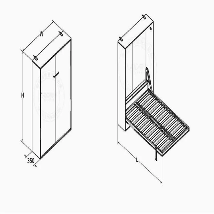 New design free stand wall beds modern high gloss vertical murphy bed with adjustable feet