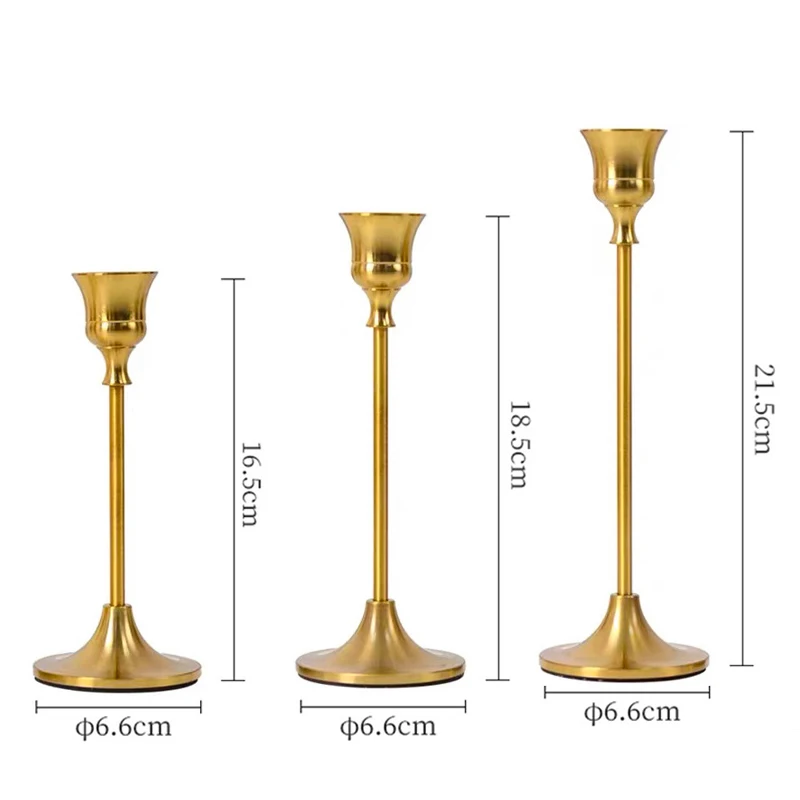 Factory Wholesale Luxury Round Bottom Fine Pole Metal Gold Candle Holder Decorative for Wedding Table Decor