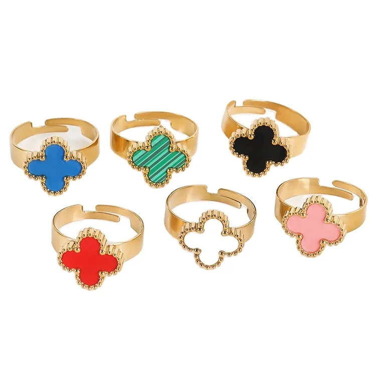 Wholesale Fashion Women 925 Sterling Silver Four Clover Ring Opening Rings for women Luxury Jewelry Accessories