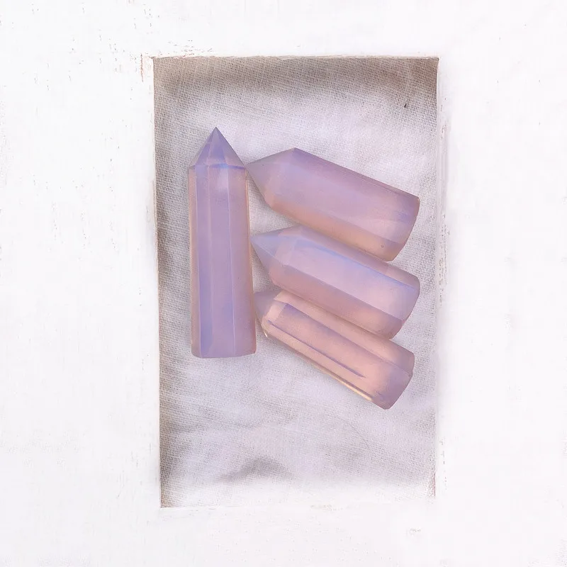 Wholesale natural hand-carved healing crystal  pink opalite tower for decoration