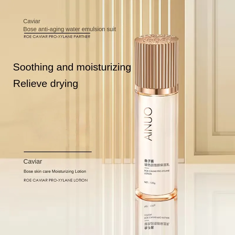 AINUO Caviar Bose Skin Care Set Anti-Aging Water Emulsion to Soothe Moisturize Replenish Moisture for Nourishing Your Skin