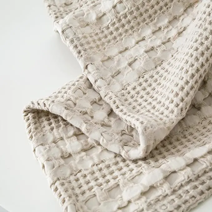 100% Cotton Throws Home Decor Waffle Luxury Decorative Soft Breathable Skin-Friendly All Season Perfect Weave Blanket