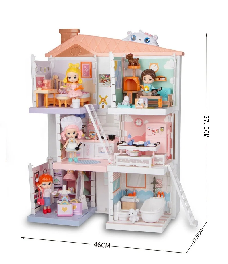 Amazon new products doll house Toy Kids Furniture Happy Family Giant DIY Children Doll House
