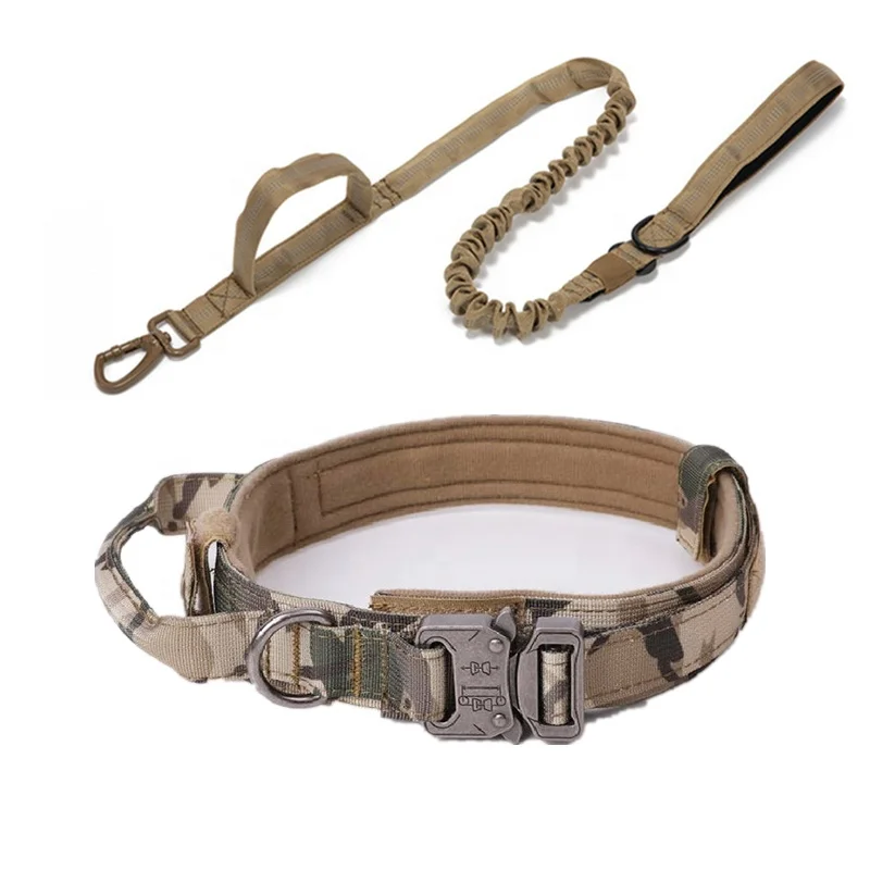 Medium Large Dog German Shepherd Training Accessories Durable Tactical Dog Collar Leash Set Adjustable Pet Collar Leash