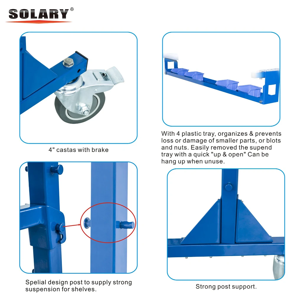 Top quality Auto Repair Workshop handling car metal parts cart shelf parts cart Tool Professional Body shop Trolley