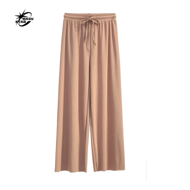 Spring/summer Pleated Wide Leg Pants Women's High Waist Slim Casual Pants Korean Style One Size Black Chiffon Ninth Pants