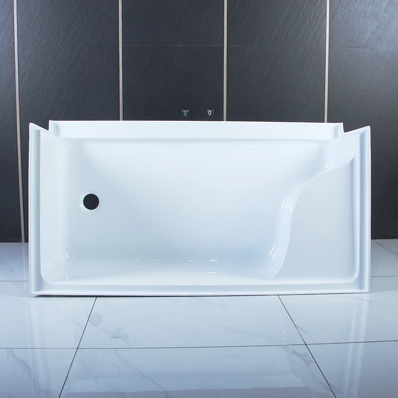 6032 white acrylic corner shower base with left or right seat  ADA shower tray