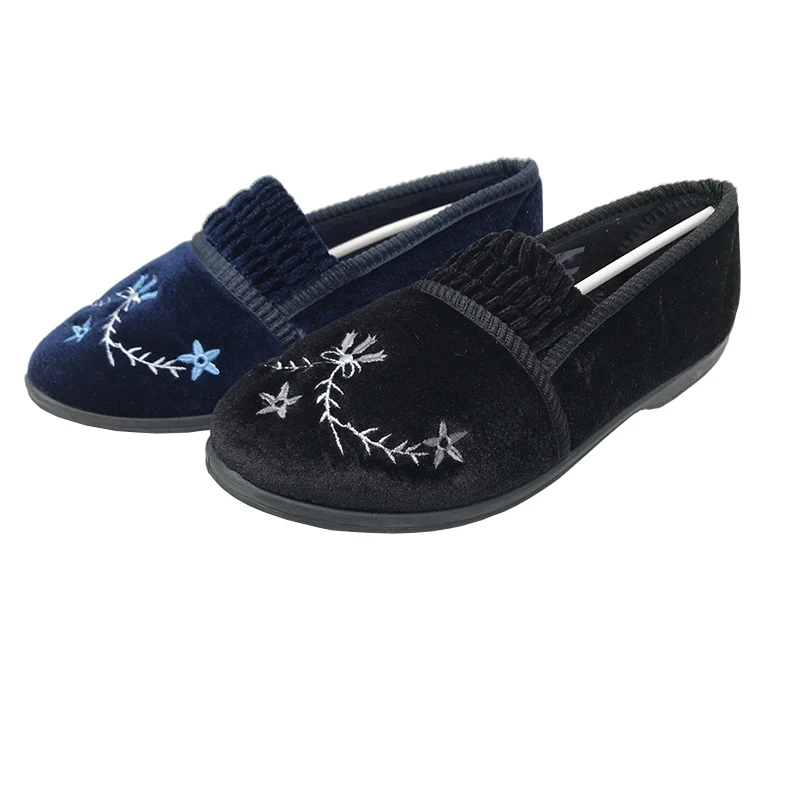 Navy color purple color with double elastic classic elder women shoes