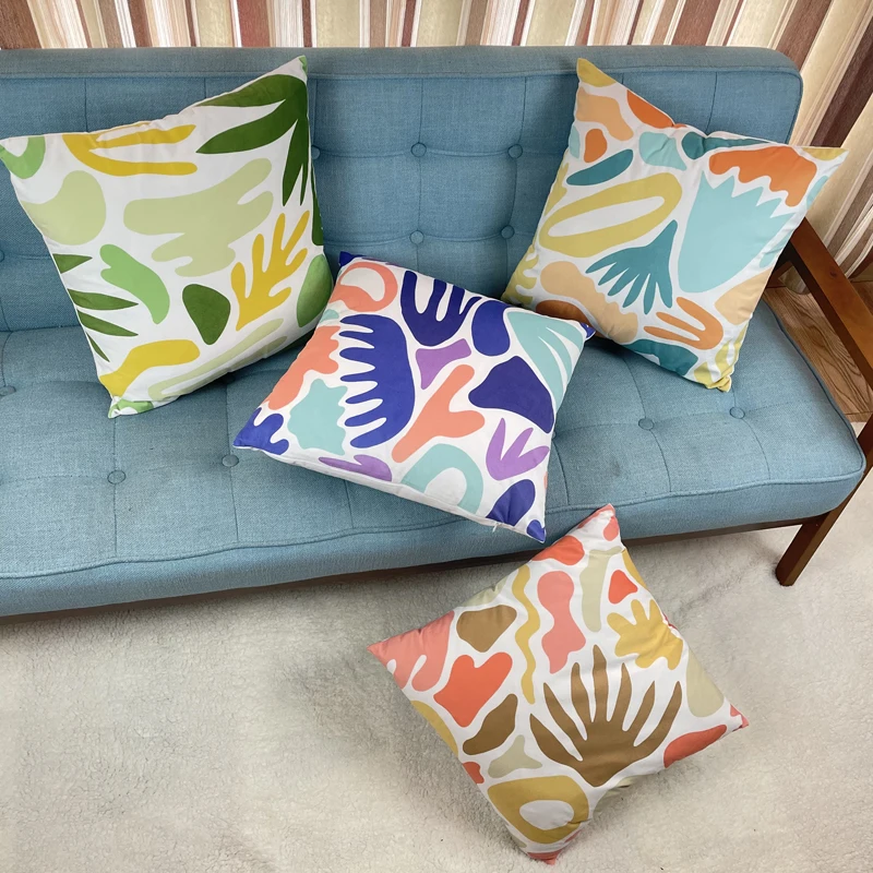 2022 new design colorful custom size logo linen modern style back pillow decoration cushion case for bed and sofa