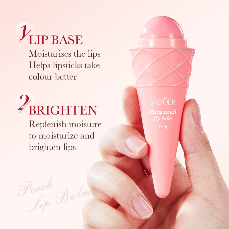 SADOER Wholesale Ice Cream Lip Balms Strawberry Avocado Honey Peach Moisturizing Nourishing Anti-Crack Lip Care Beauty Products