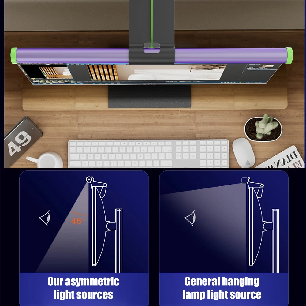 USB Powered Smart LED Screen Light Bar Lamp RGB Color Temperature Sensor Touch Reading Computer Monitor Laptop DIY Room Use