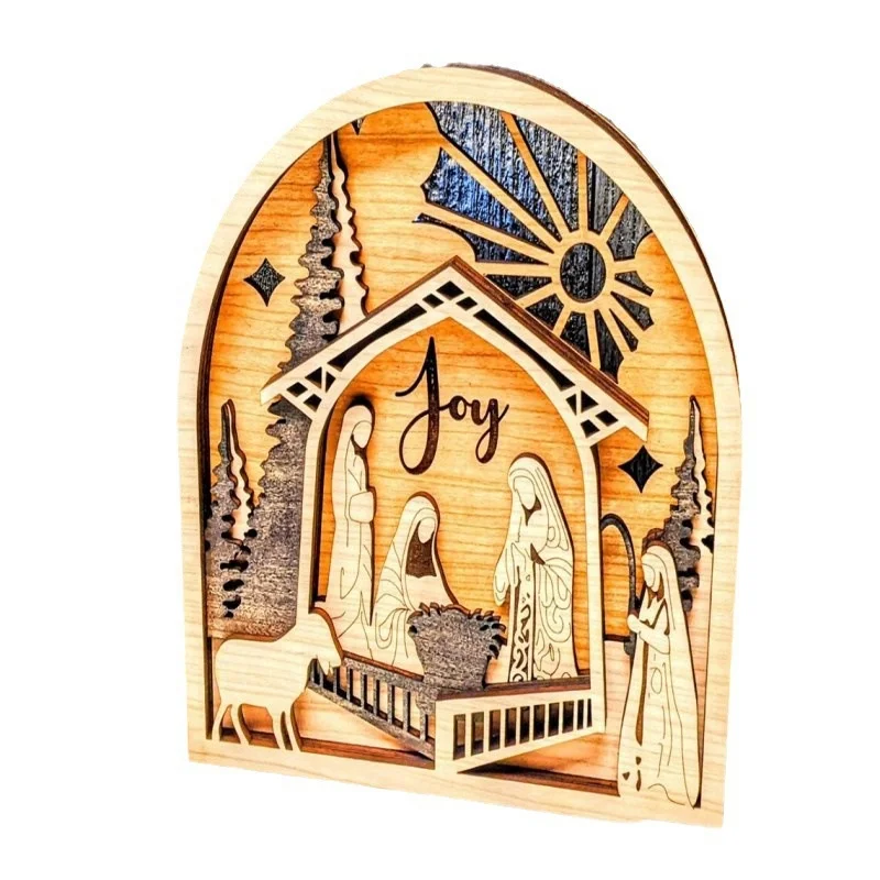 Nativity Christmas Scene wooden three-dimensional Jesus Nativity wall decoration wall hanging Thanksgiving gift