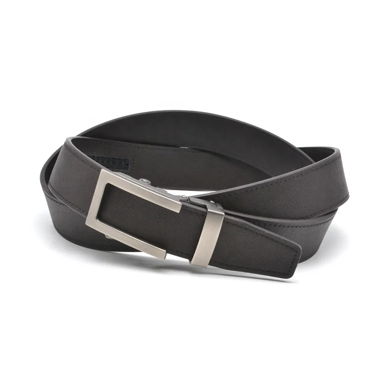 Custom formal metal magnetic automatic buckle micro adjustable belts real leather men track belt