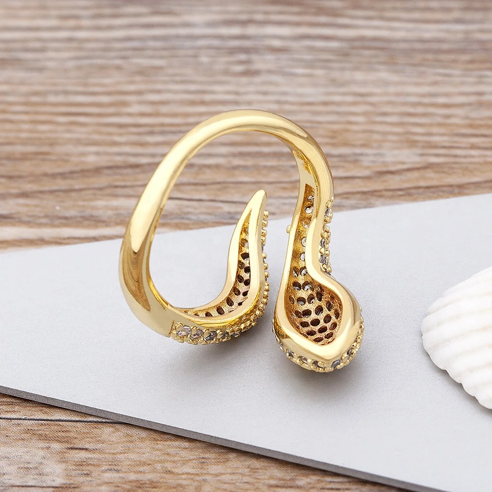 2021 Diamond Fine Jewelry Filled Wedding Band Rings Gemstone Resizeable Ring Engagement Stainless Steel Snake Rings For Girls