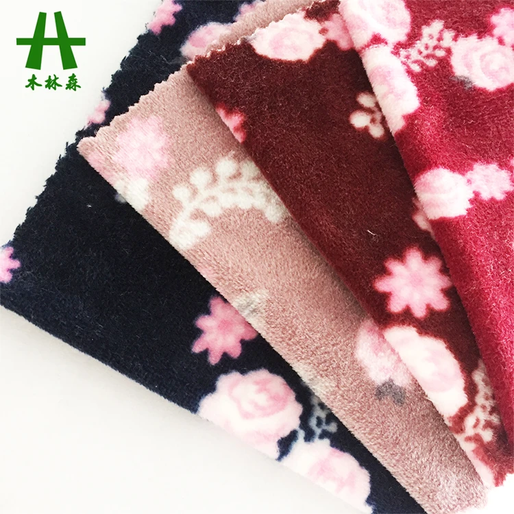 Mulinsen Textile Shaoxing Super Soft Flower Designs Printed Stretch Velvet Fabric Factory