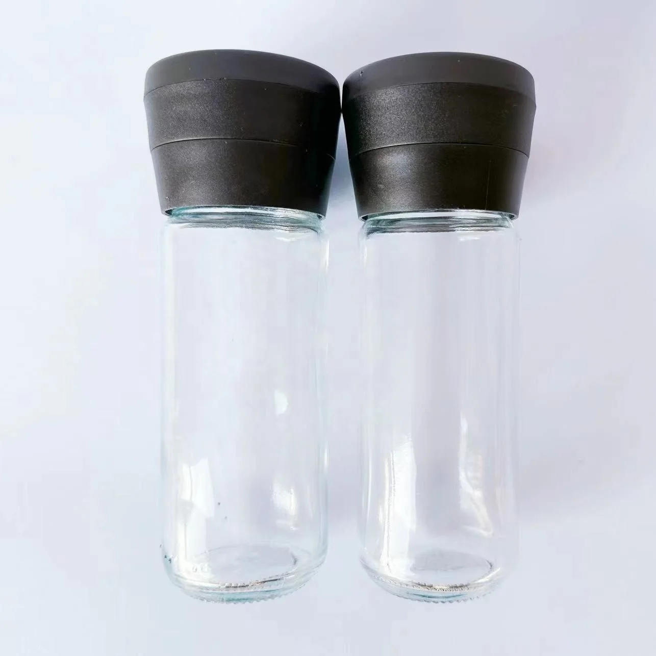 wholesale ceramic core plastic spice grinder cap salt pepper mills with 100g glass salt bottle