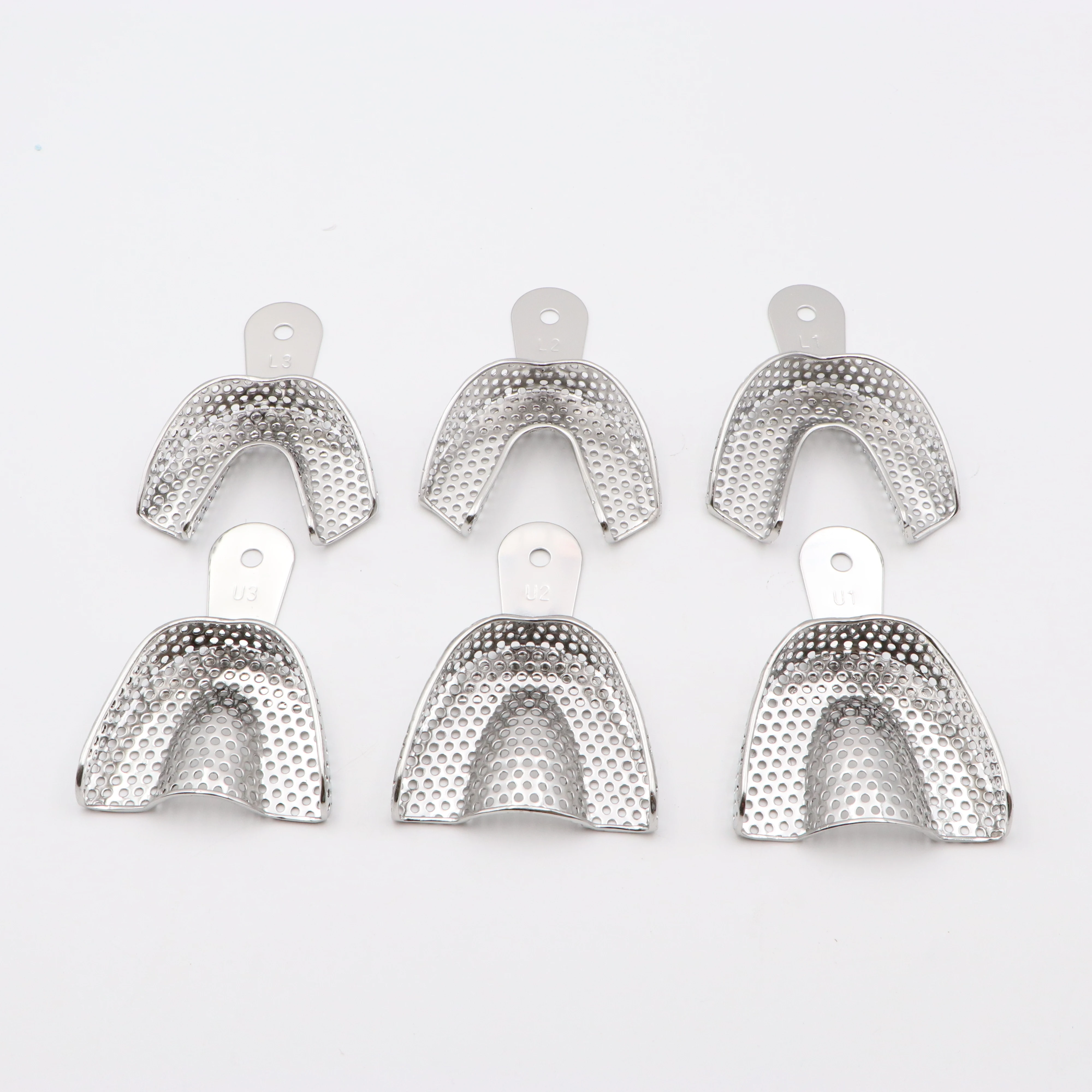 Dental Stainless Steel Impression Tray 6PCS Dental Lab Impression Trays with Holes