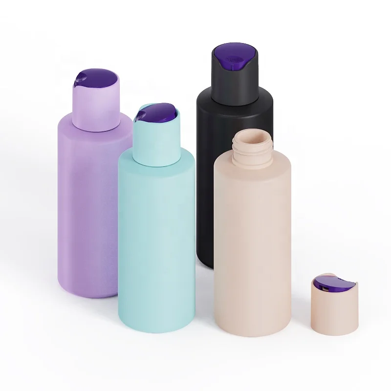 New pink button switch bottle 125ml 300ml custom skin care packaging pet plastic squeeze shampoo body oil wash lotion bottle