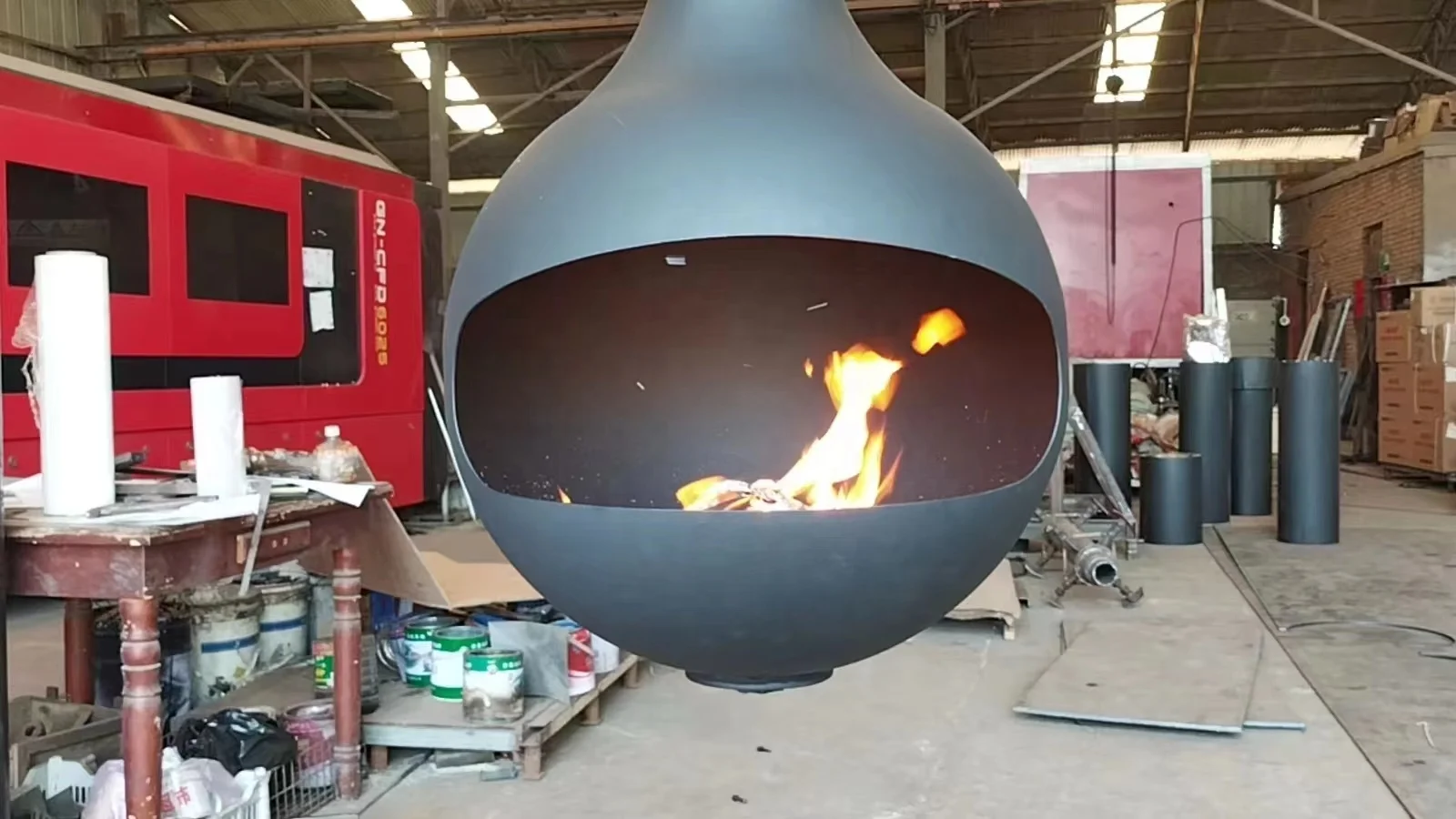 Metal Fireplace wood heater indoor real flame burning stove with glass door