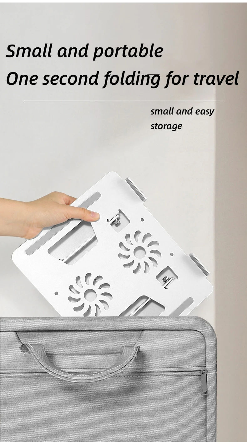 Factory Price 360 Rotating Adjustable Laptop Stand Foldable Carbon Steel Laptop Universal Holder with 2 Cooling Fans