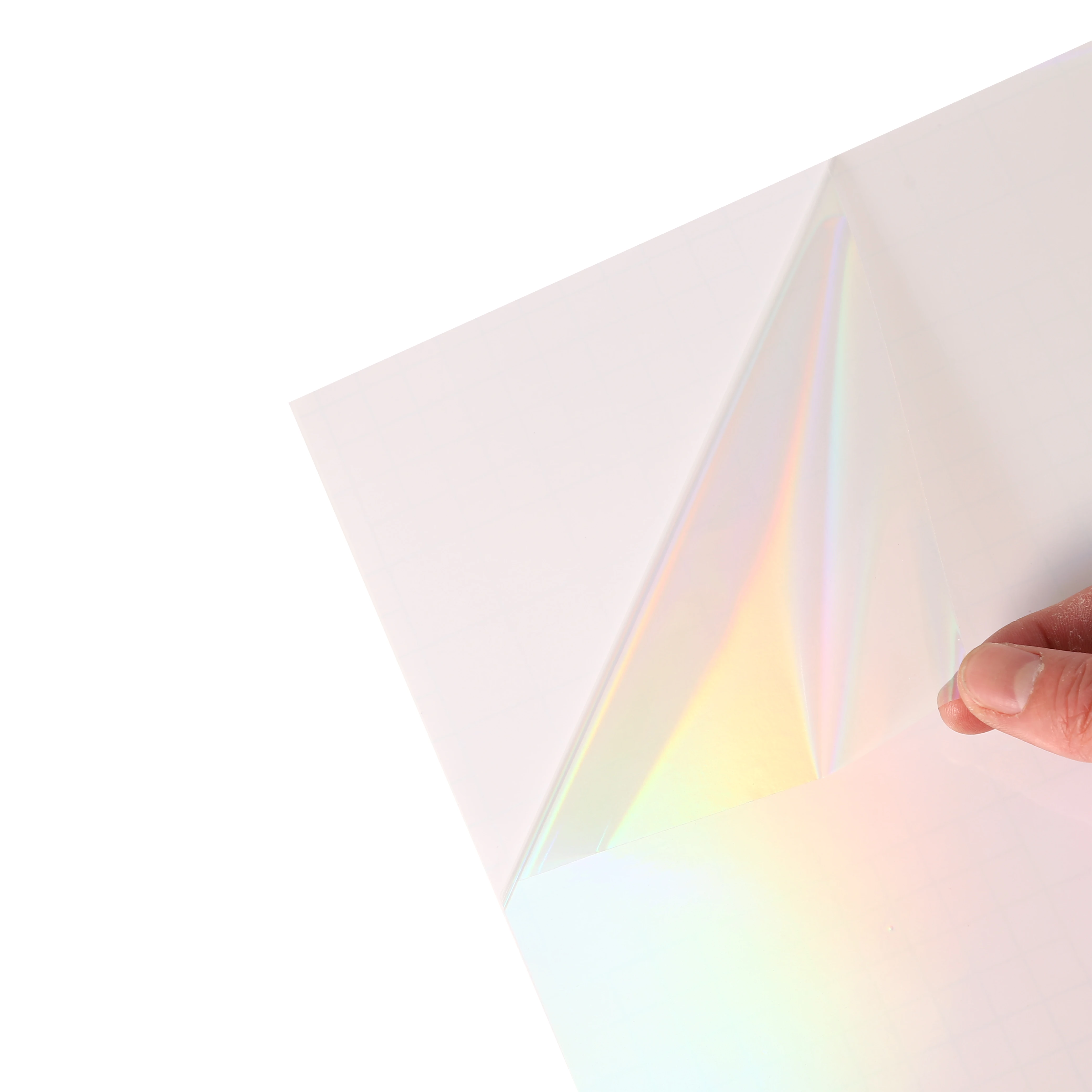 50 Sheets PVC A4 Holographic Overlay Film Self-Adhesive Rainbow Laminating Vinyl Sticker Cold Sheets For Packaging DIY Card
