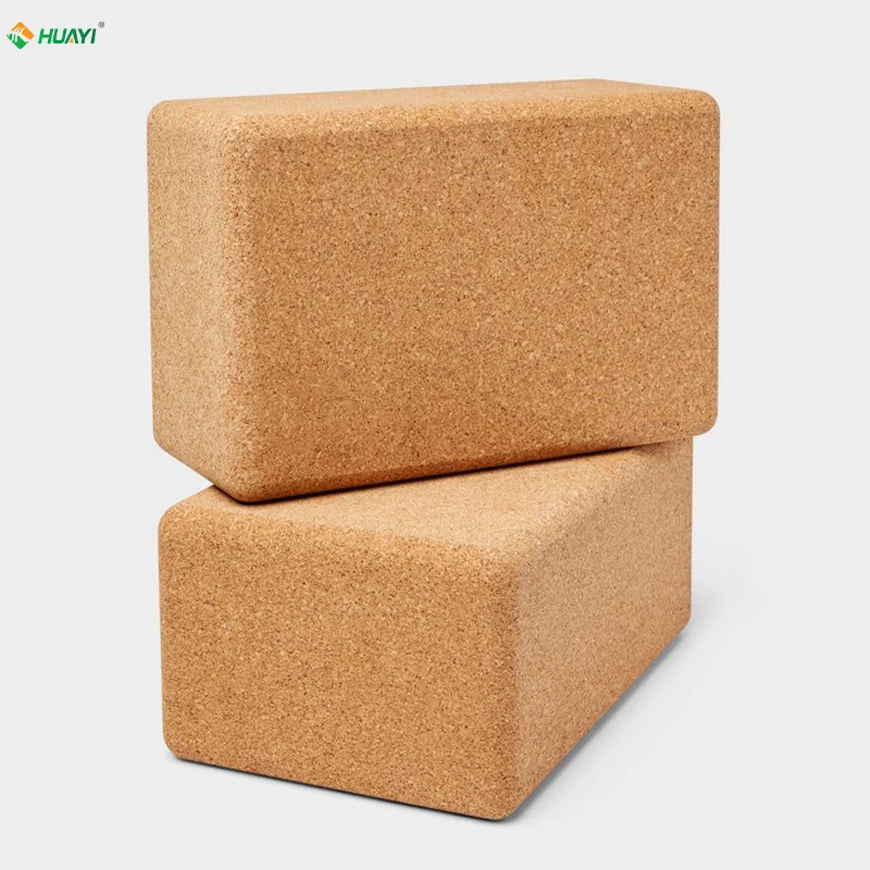 HUAYI Cork Yoga Blocks 2 Pack Set, High Density Natural Cork Block, Performance Grade Yoga Bricks with Non Slip Surface