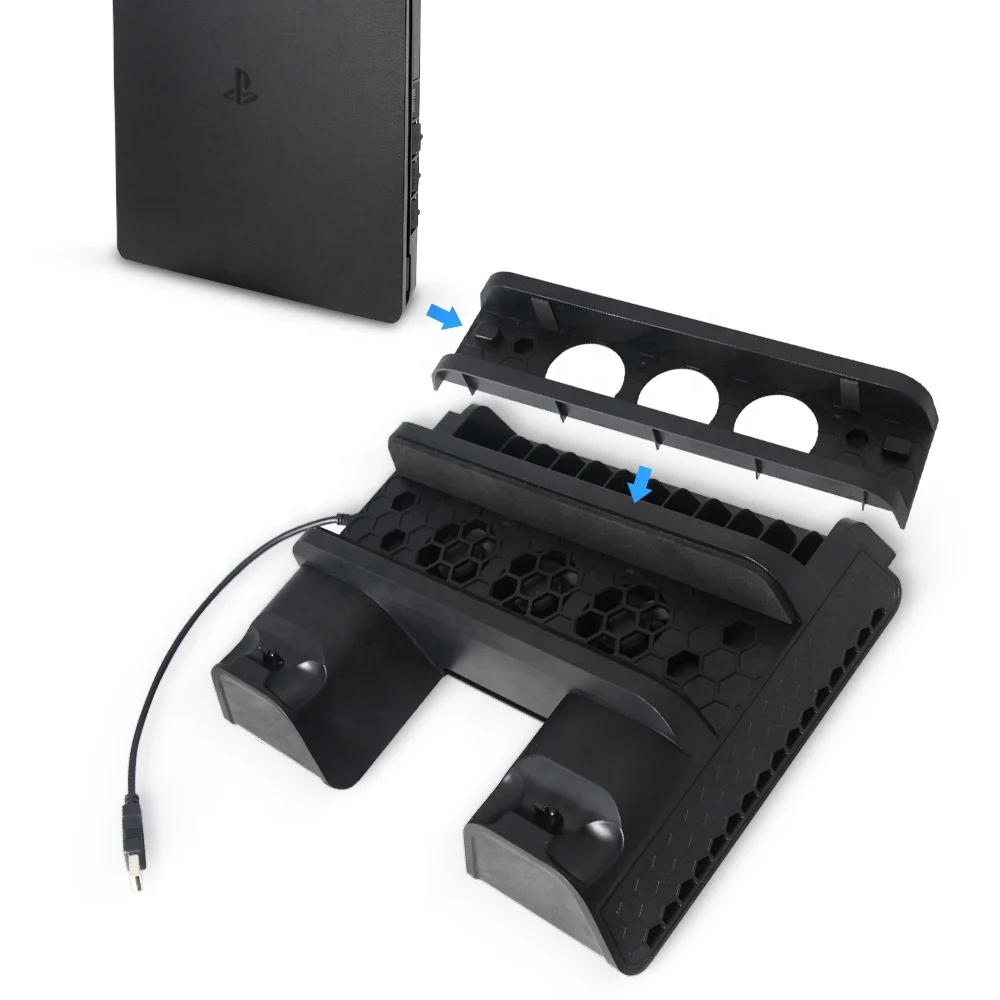 DOBE TP4-882 for PS4 / SLIM / PRO Multi-Function Console stand with cooling fan and charging dock and disc stand