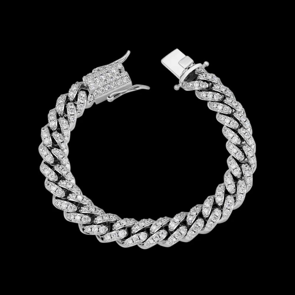  Bling большие мужские 925 серебряные серьги 18K позолоченный синтетический бриллиант Майами КУБИНСКИЙ звено цепи
