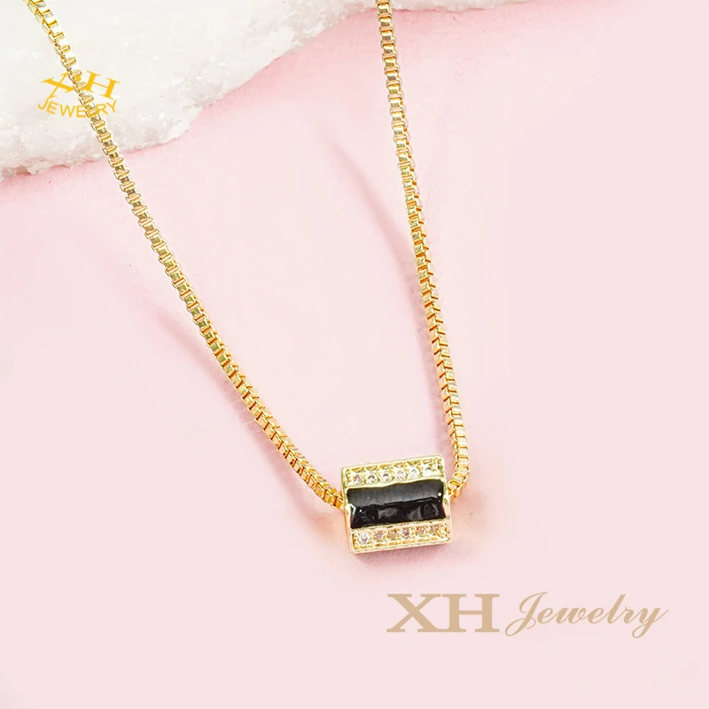 Colorful Enamel Six Square Tube Shape Bead Spacer Micro Pave Brass Tube Bead For DIY Jewelry Making