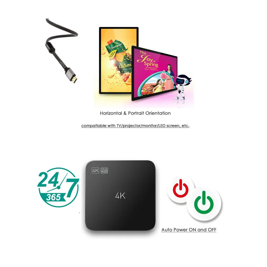 4K digital menu board mini network digital signage media player with free CMS cloud service