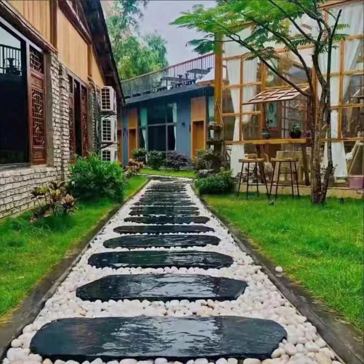 Garden Outdoor Driveway Floor Round Paving Slate Walkway Stepping Natural Granite Basalt Stones Slab Bluestone For Sale