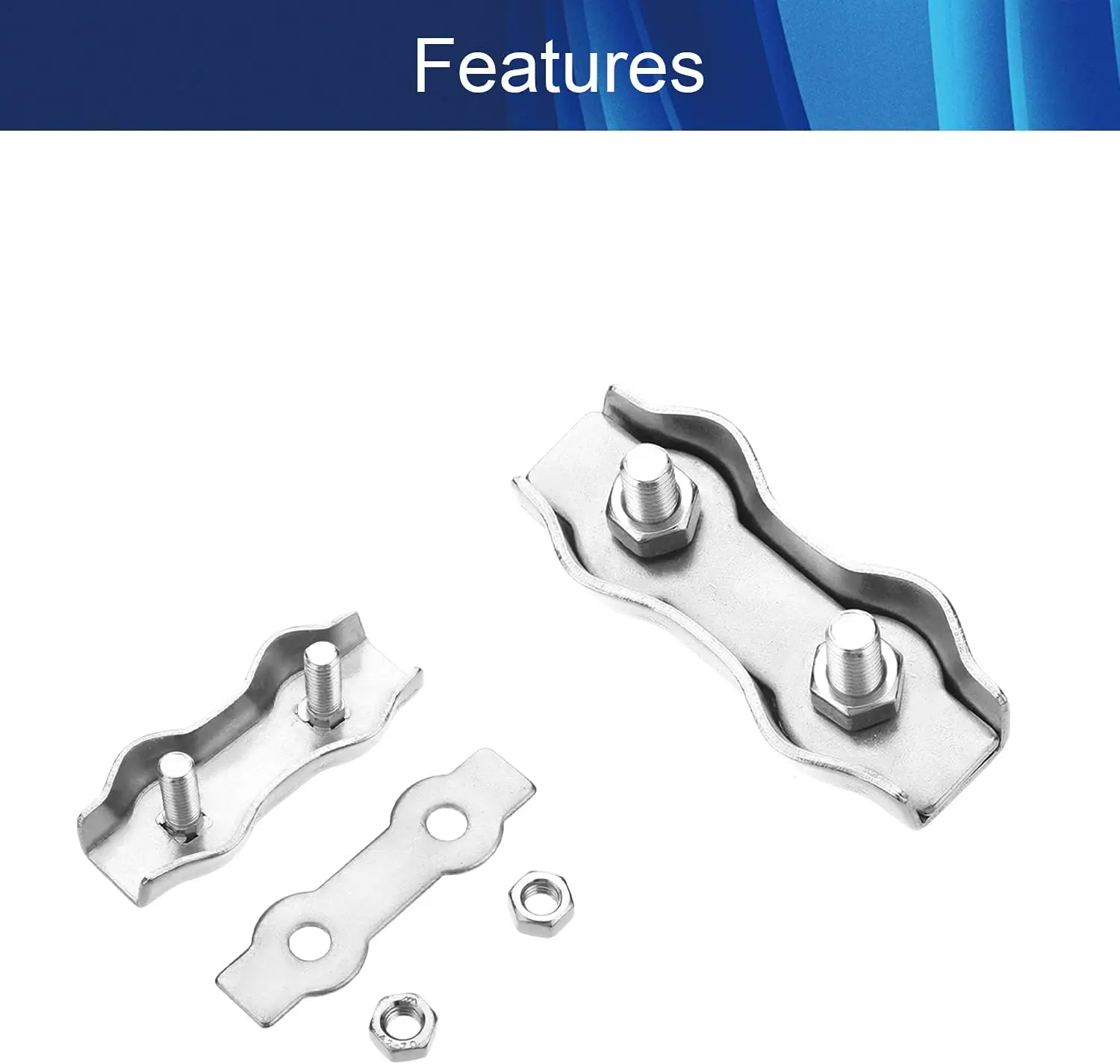 Stainless Steel Cable Clip 304 Stainless Steel Duplex Wire Rope Clip Cable Clamp  Industry Ships Vessels Rope Silver Tone