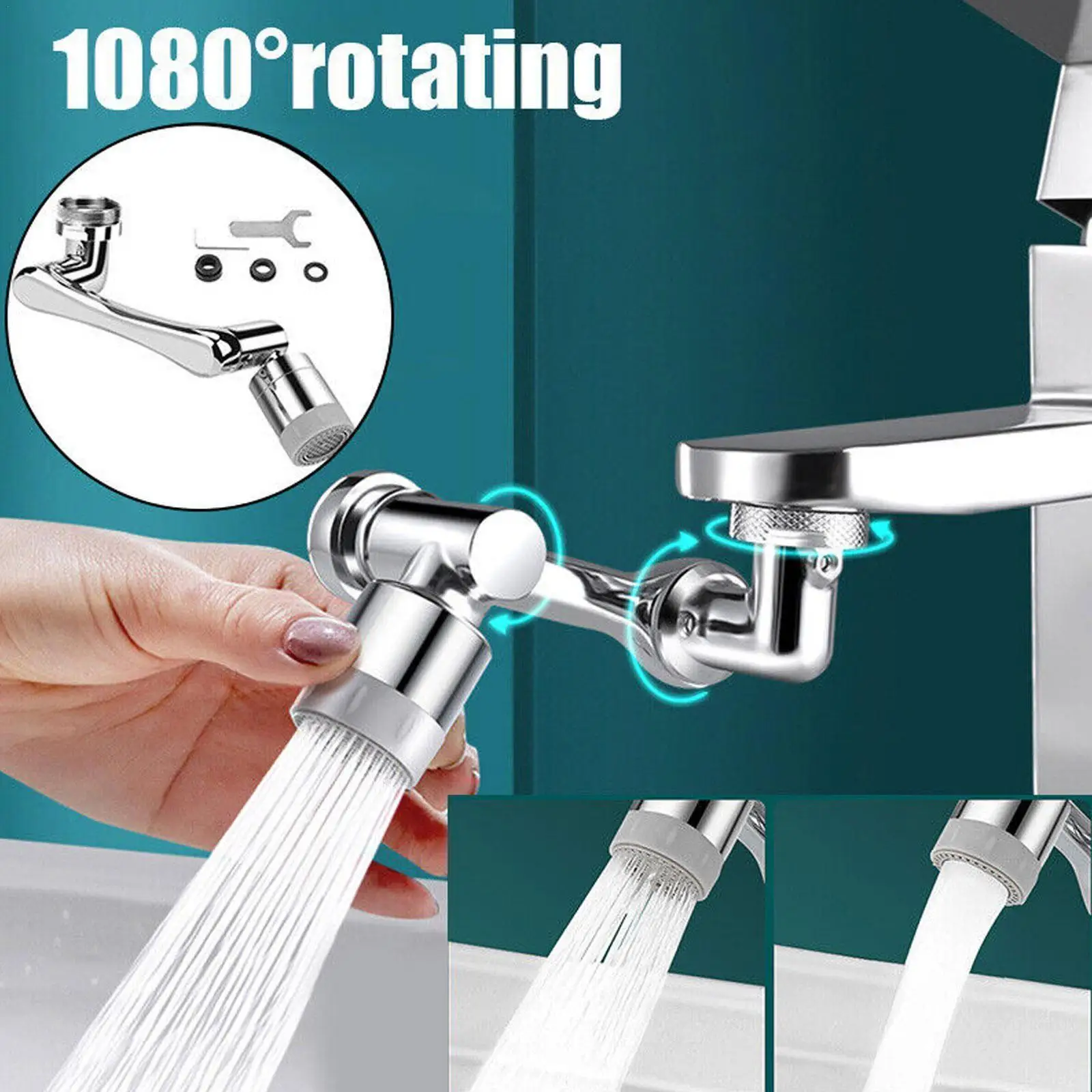 Universal 1080 Degree Swivel Robotic Arm Faucet Foldable Kitchen Sink Extension Faucet
