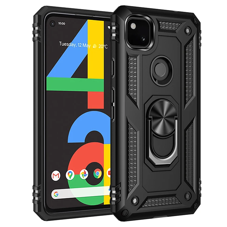 military grade protective phone case with ring car mount kickstand for google pixel 4A cell phone cover