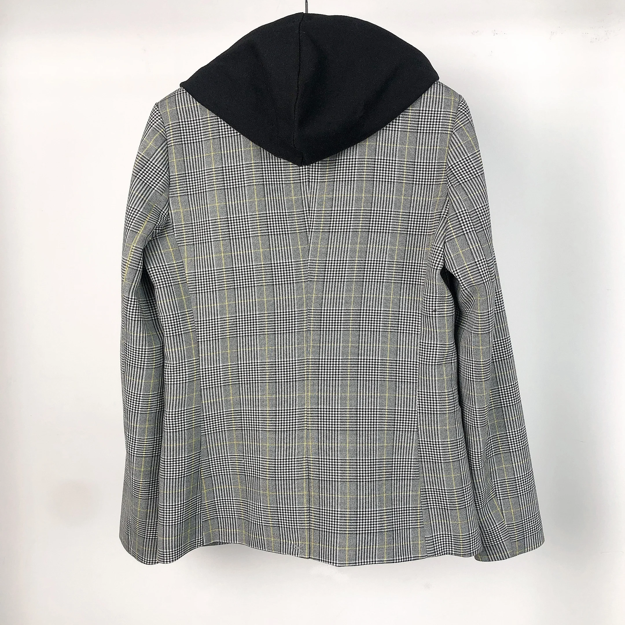 manufacturer ODM and OEM grid Double-breasted blazers ladies women with detachable hood office clothes for women blazers