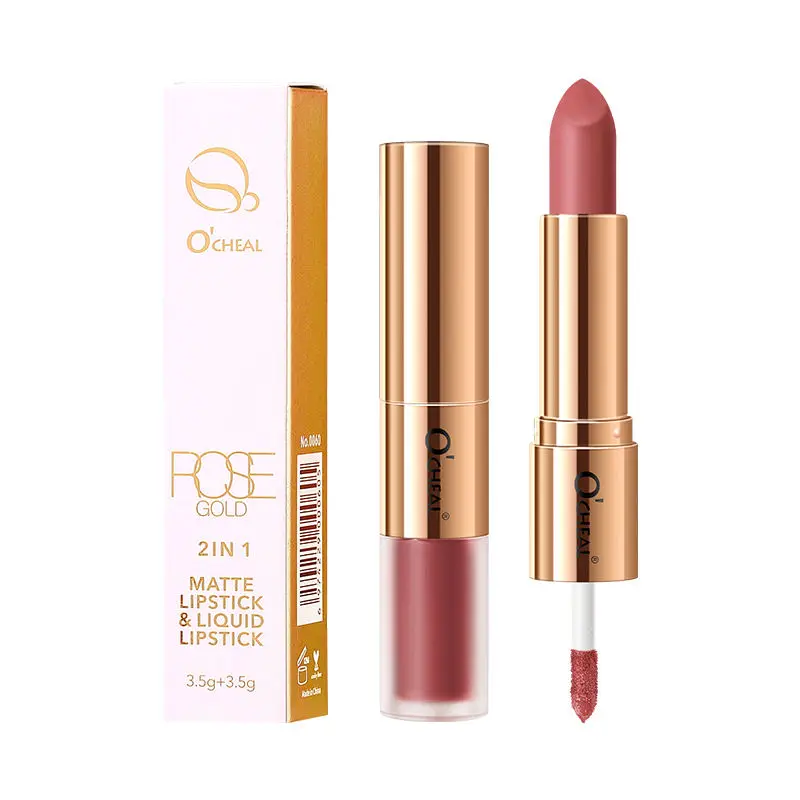 Wholesale 12Colors 2 in 1 Dual Head Lipgloss Matte Liquid Lip Stick Long Lasting Moisture Lipstick Waterproof Lip Balm Batom