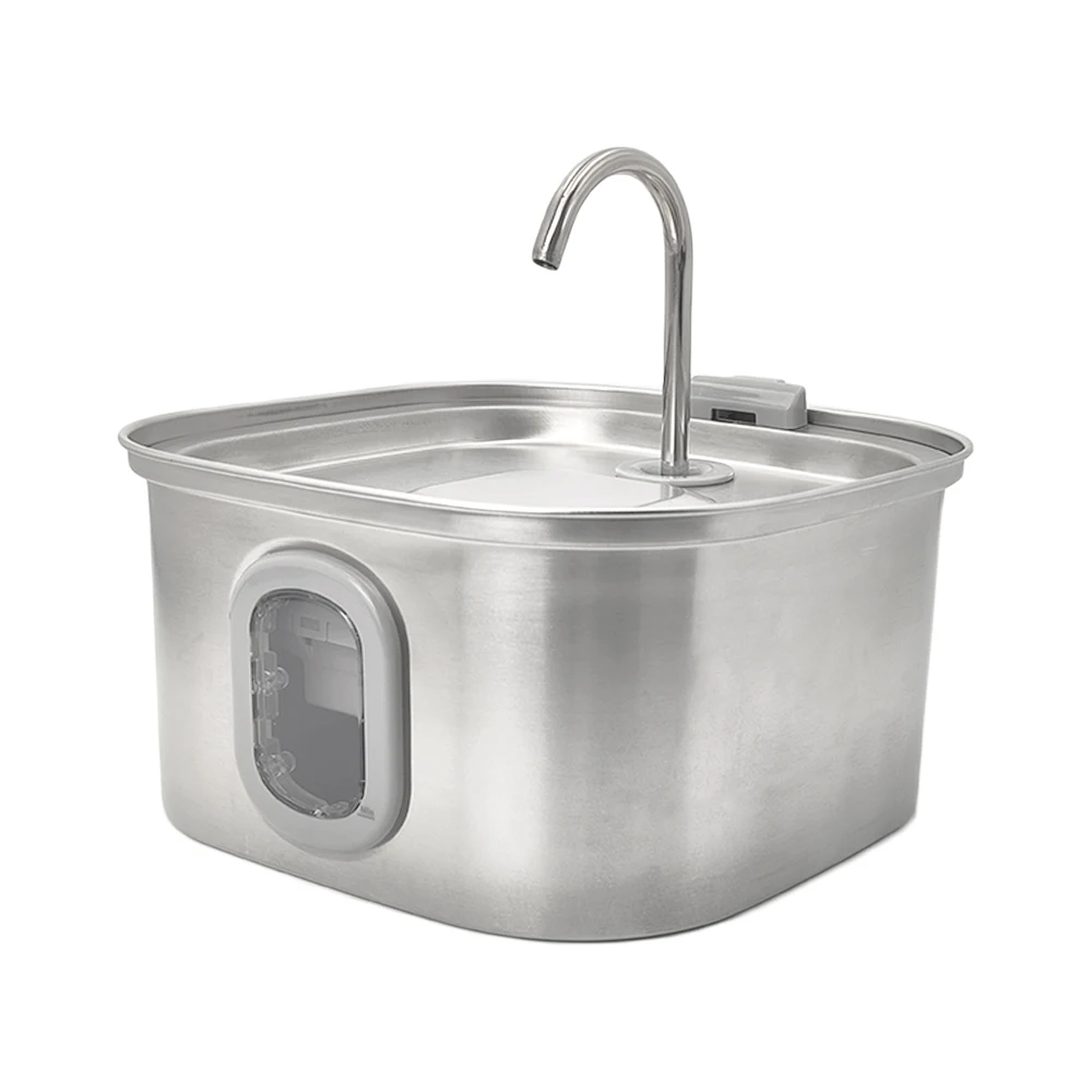 Hot Sale Pet Accessories Dog Cat Water Feeder Electric Stainless Steel Pet Water Fountain with Lack Water Warning