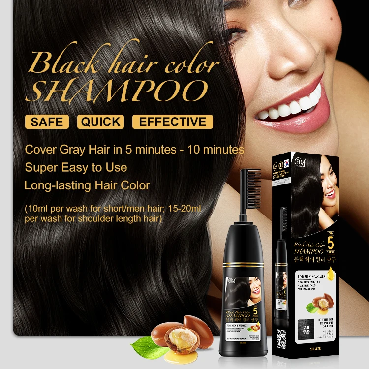 ppd free natural black hair dye shampoo color semi permanent korean hair color shampoo for man