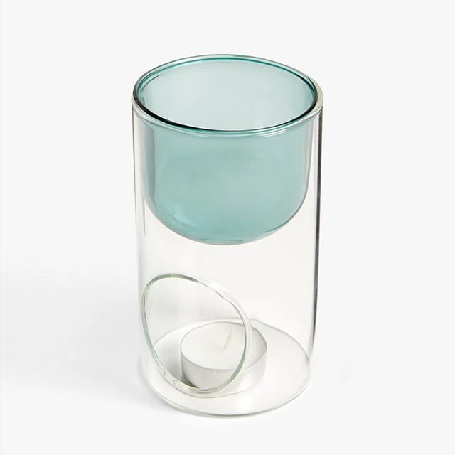 Home Decor Hand Blown Removable Colored Cylinder Glass Essential Oil Diffuser Wax Burner for Sale