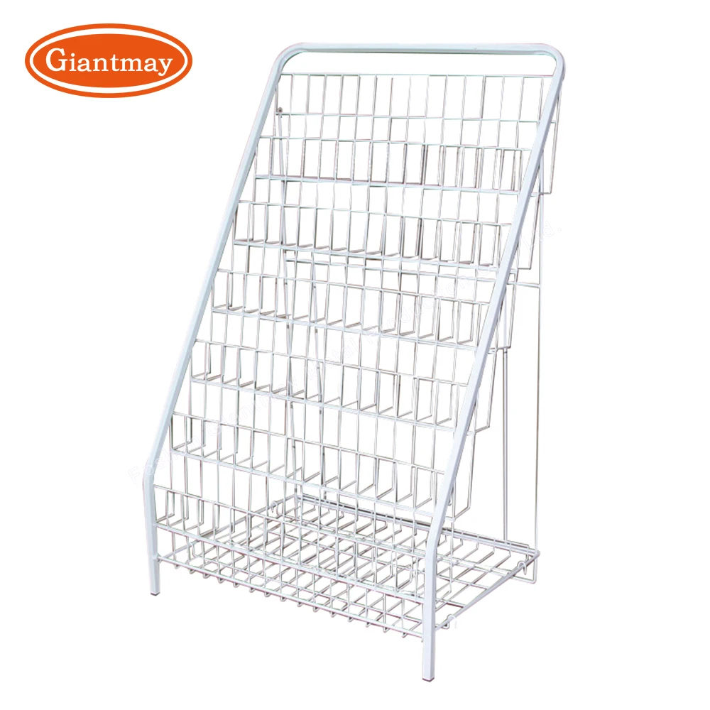 Multifunctional Stepped shape magazine holder stand Multi-layer Steel Bookshelf display rack