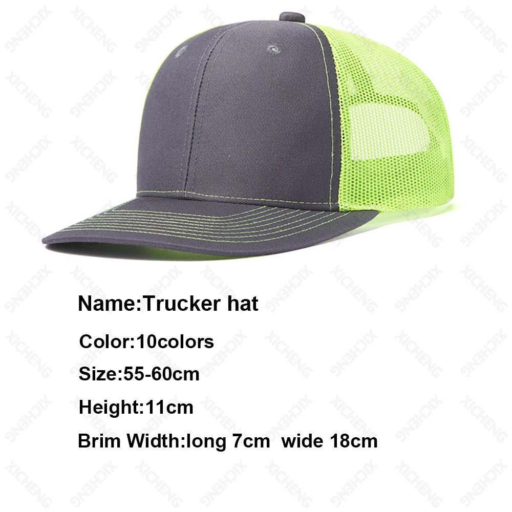Custom logo embroidery breathable 112 design 2 two tone trucker cap slightly bent along mesh truck hat