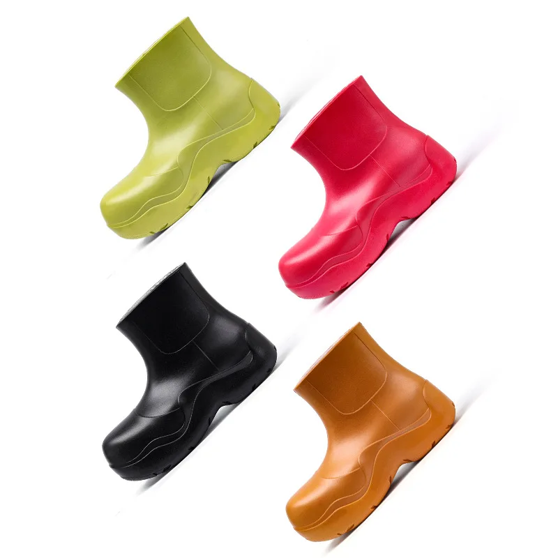 Fashionable ins thick soled rain boots EVA material lightweight anti-skid outdoor waterproof rain boots in rainy season